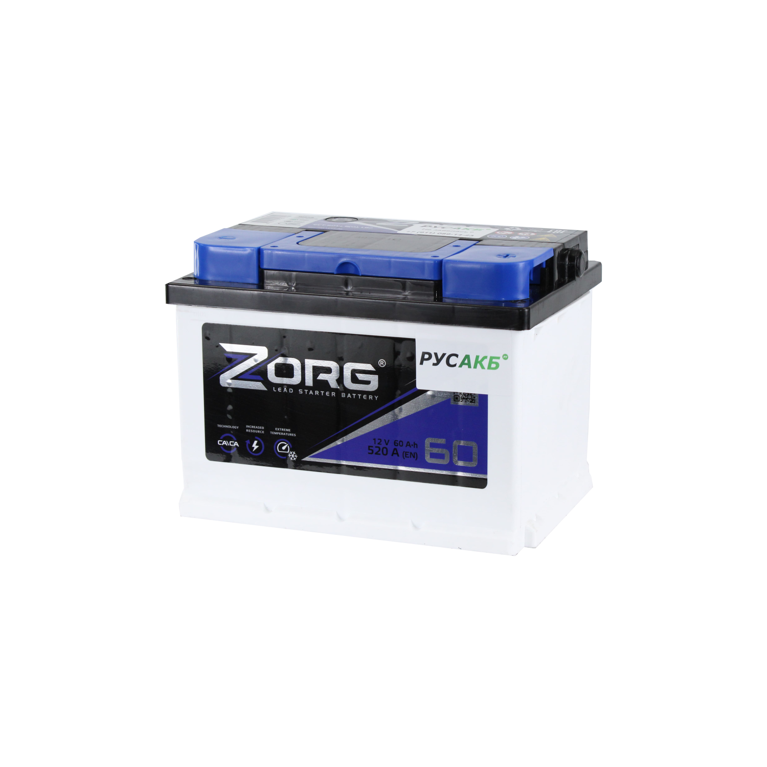 ZORG 60.0, 60 Ач, обратная полярность, 242x175x190 мм, 530 Ампер — купить в Санкт-Петербурге