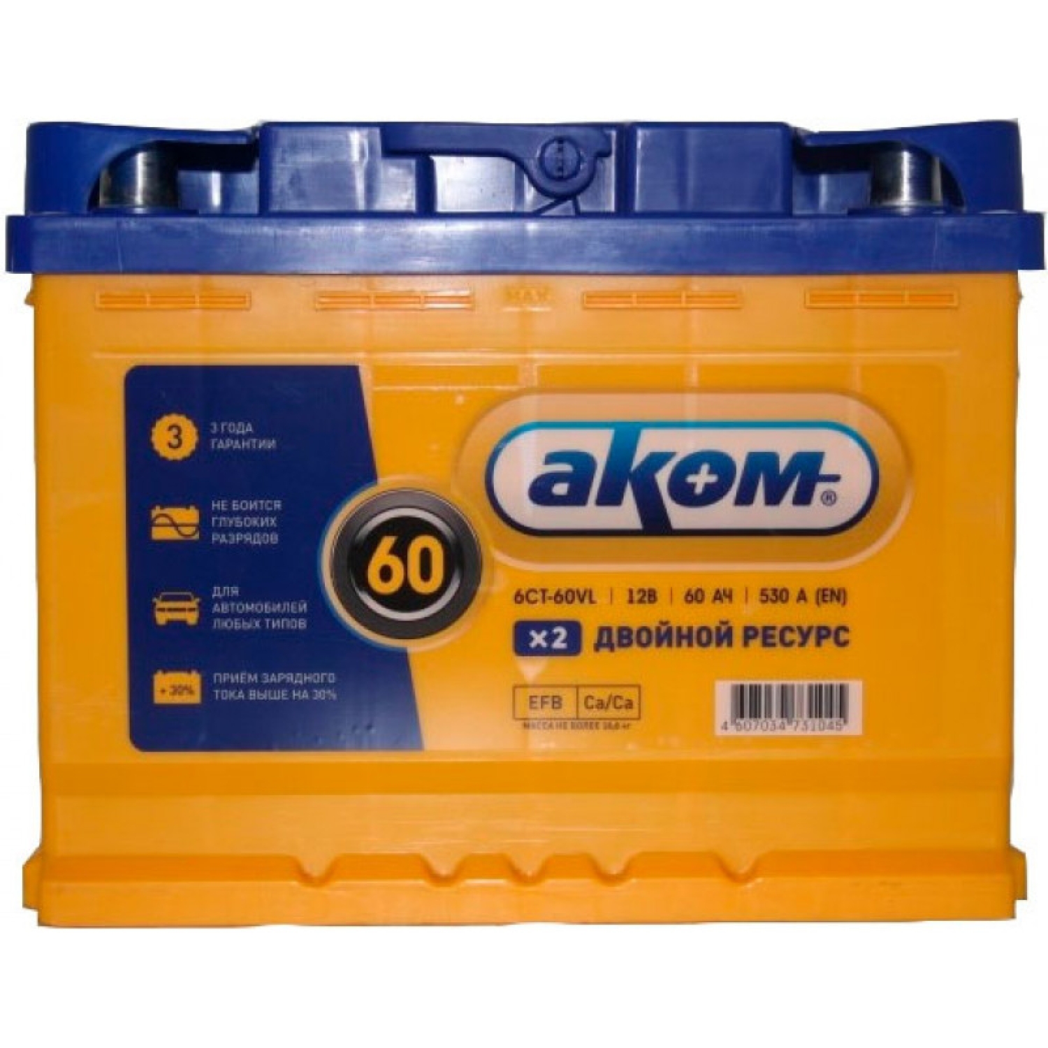 Аком 60 прям. пол., 60 Ач, прямая полярность, 242x175x190 мм, 520 Ампер — купить в Санкт-Петербурге