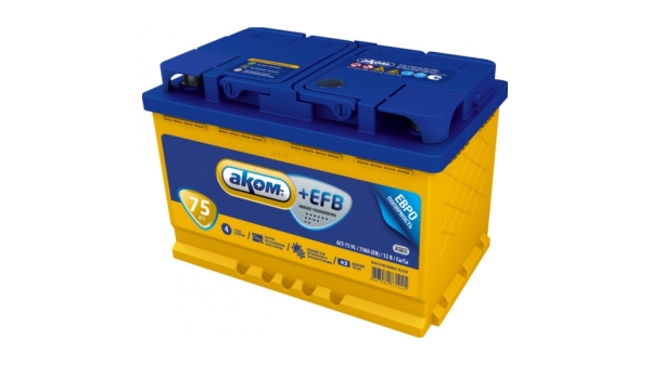 Аккумулятор Аком EFB 75 прям. пол.