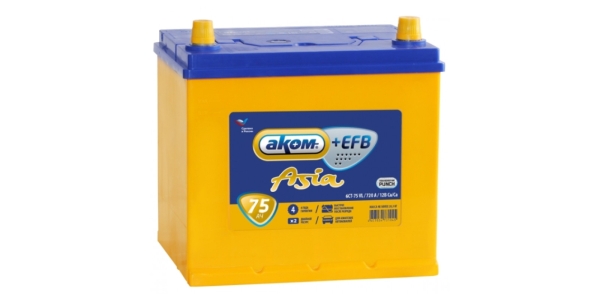 Аккумулятор Аком Asia EFB 75 прям. пол.