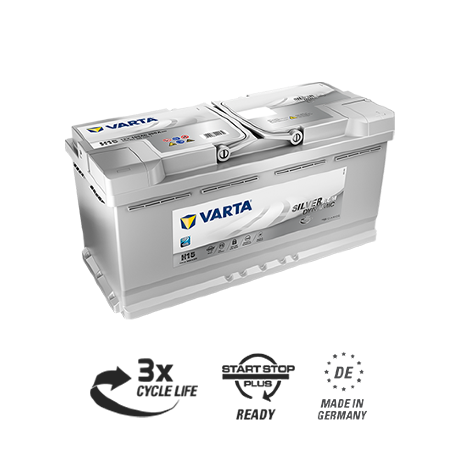 Varta Silver AGM 105Ач 605 901 095 H15, 105 Ач, обратная полярность, 393x175x190 мм, 950 Ампер — купить в Санкт-Петербурге