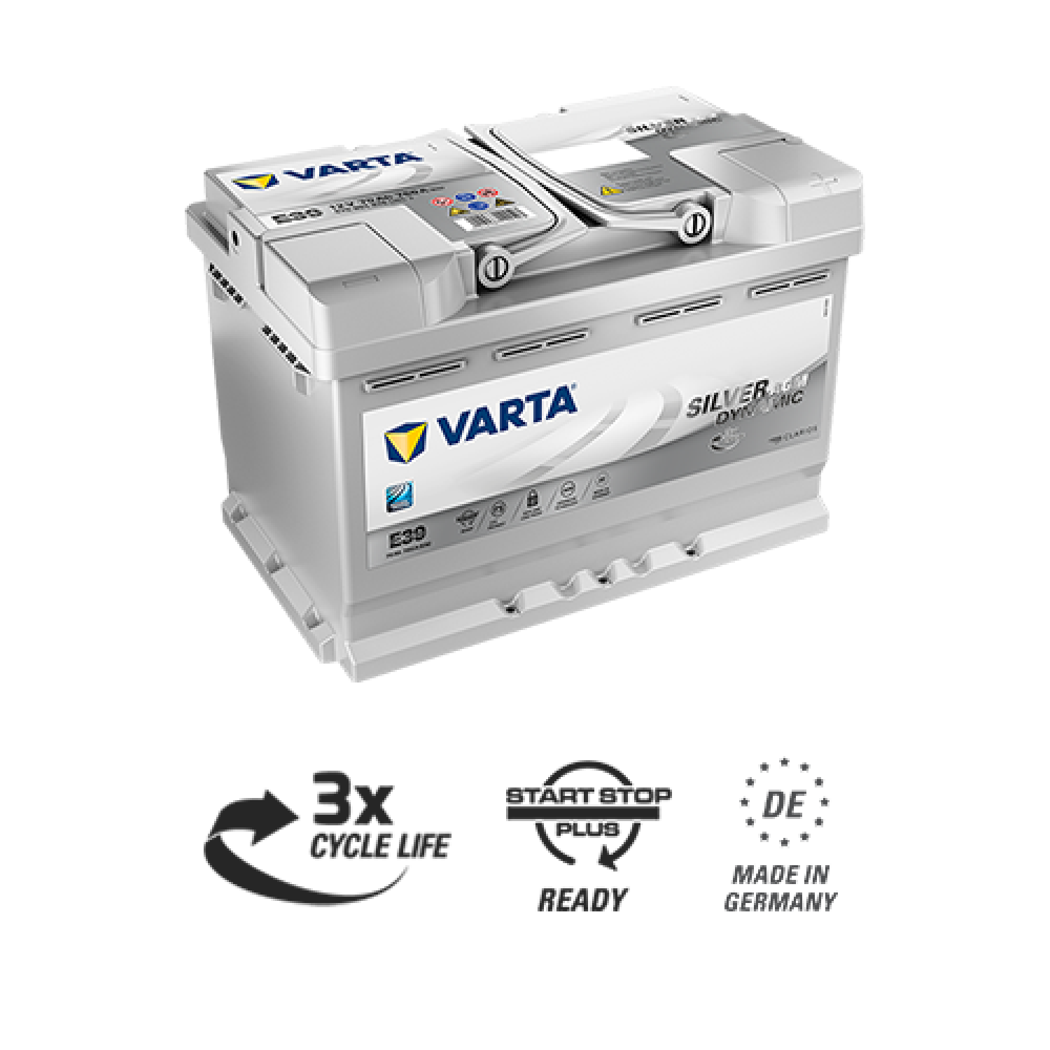 Varta Silver AGM 70е 570 901 076 E39/A7, 70 Ач, обратная полярность, 275x175x190 мм, 760 Ампер — купить в Санкт-Петербурге