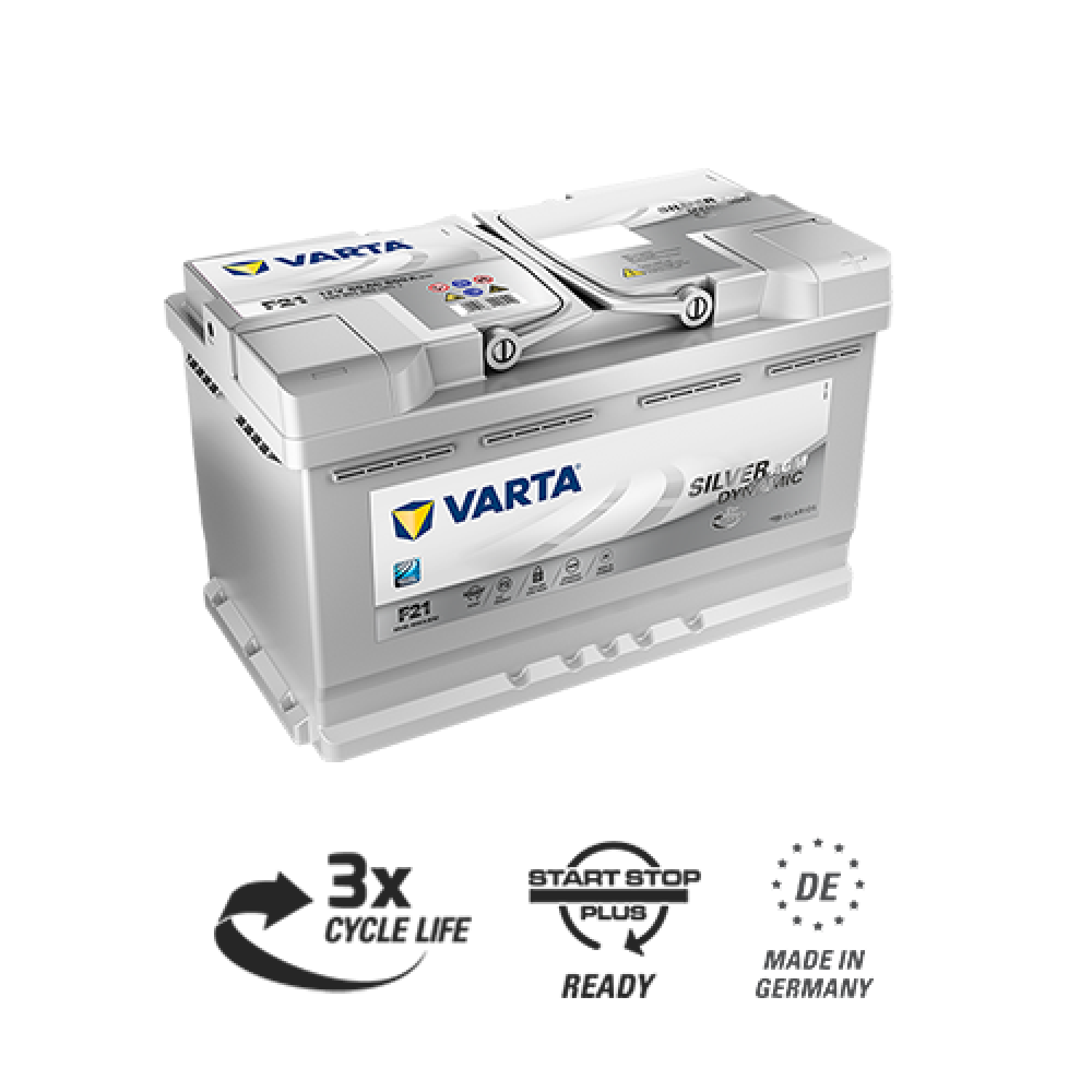Varta Silver AGM 80е 580 901 080 F21/A6, 80 Ач, обратная полярность, 315x175x190 мм, 800 Ампер — купить в Санкт-Петербурге