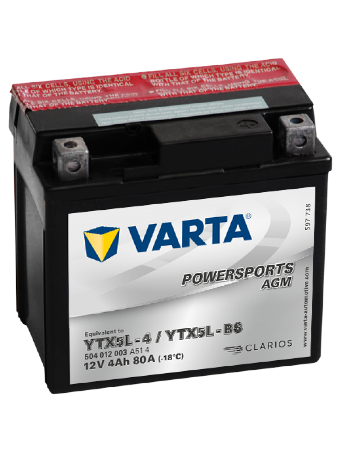 4Ah Varta 12V 504 012 003 A514 AGM
