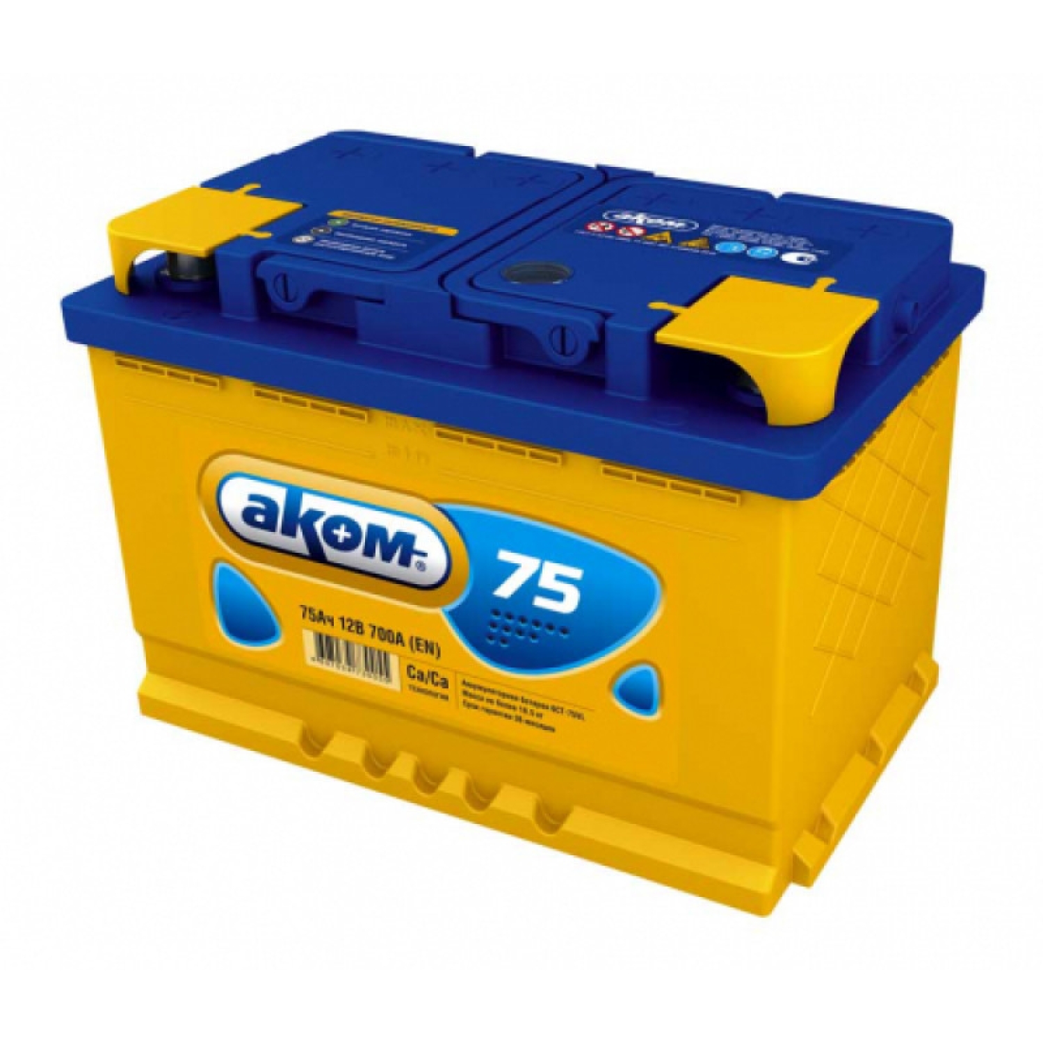 Аком 75 прям. пол., 75 Ач, прямая полярность, 275x175x190 мм, 700 Ампер — купить в Санкт-Петербурге
