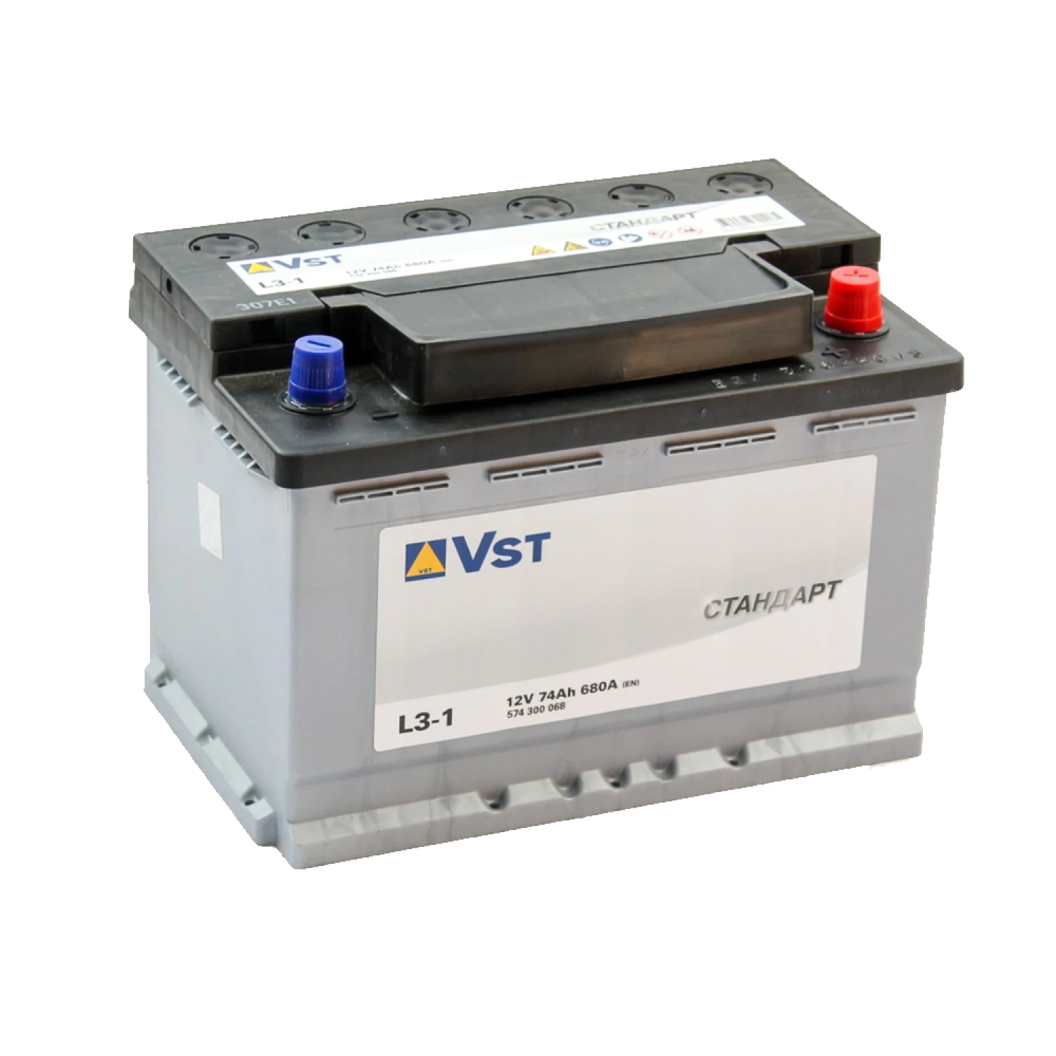 Vst Стандарт 74.0 (574 300 068), 74 Ач, обратная полярность, 275x175x190 мм, 680 Ампер — купить в Санкт-Петербурге