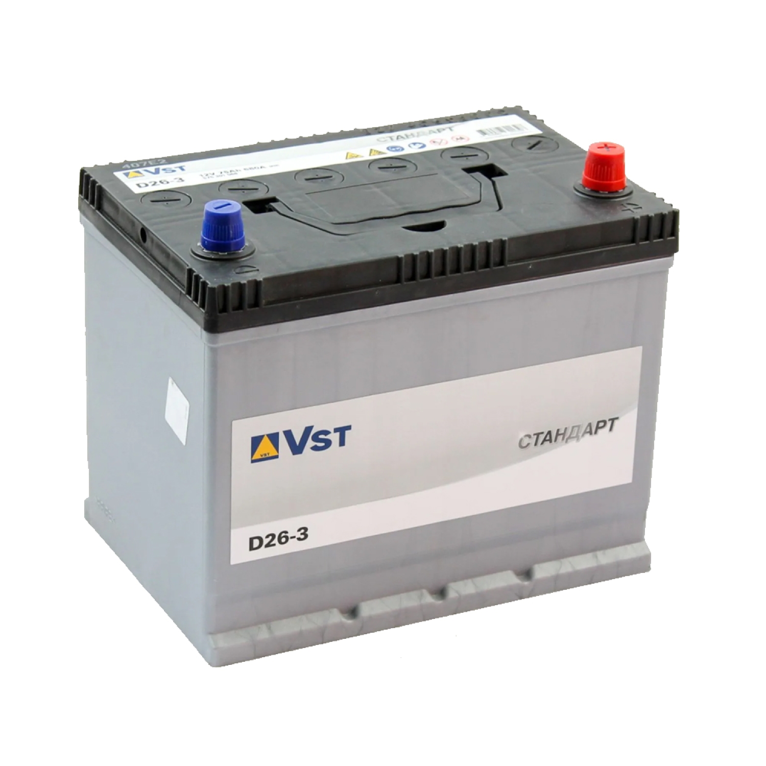 Vst Стандарт 75.0 (575 301 068) яп.ст/бортик, 75 Ач, обратная полярность, 260x173x220 мм, 680 Ампер — купить в Санкт-Петербурге