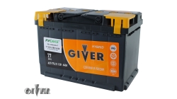 GIVER HYBRID 77.1, 77 Ач, прямая полярность, 276x175x190 мм, 640 Ампер — купить в Санкт-Петербурге