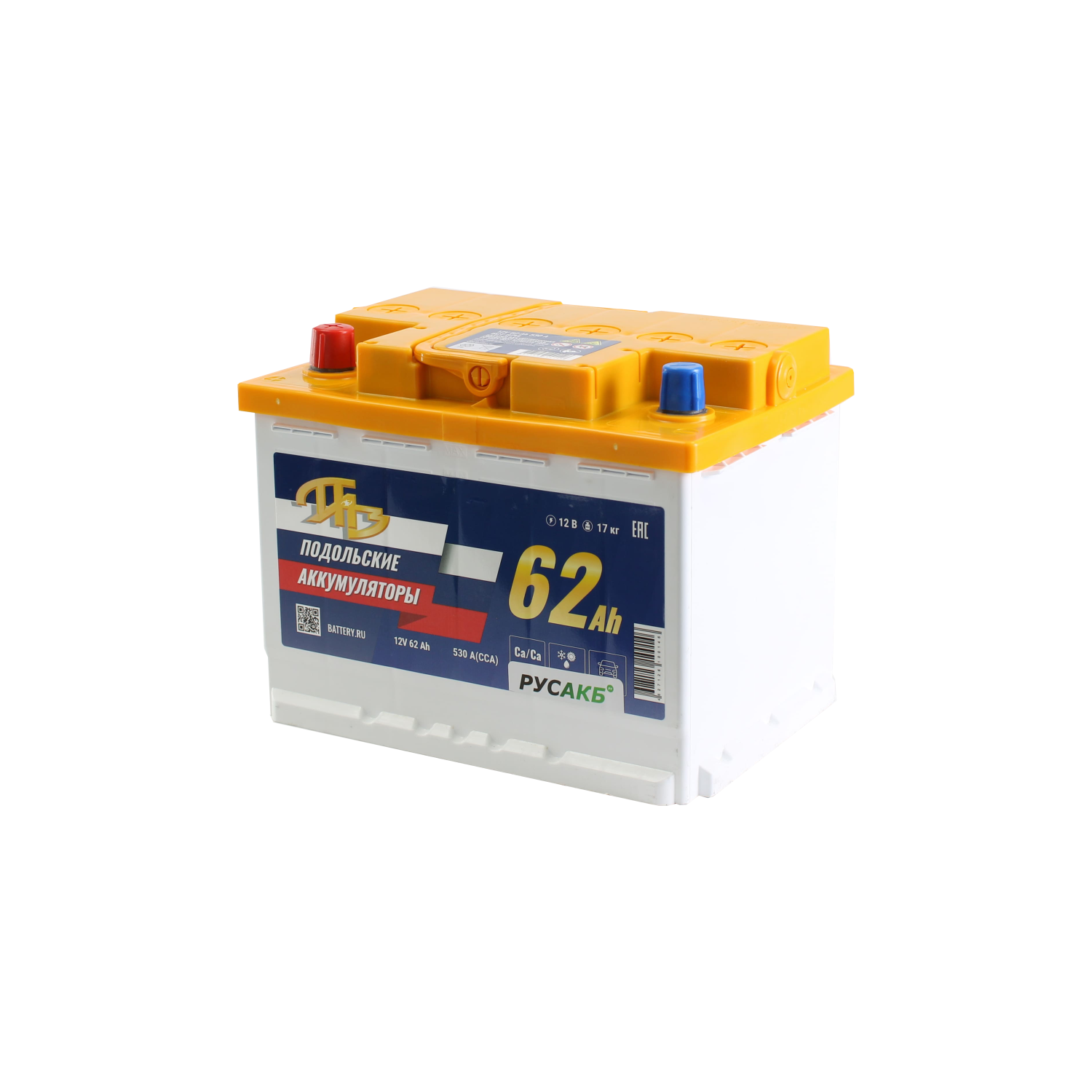 ПАЗ 62.1 L2, 62 Ач, прямая полярность, 242x175x190 мм, 530 Ампер — купить в Санкт-Петербурге