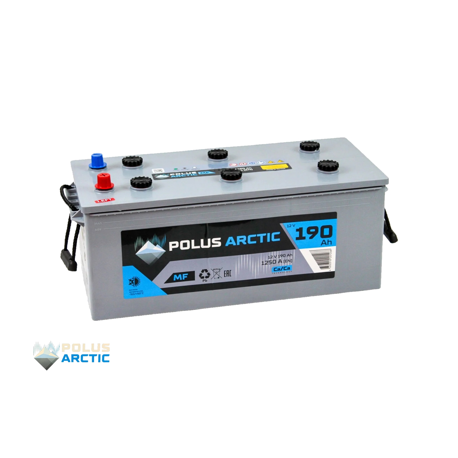 POLUS ARCTIC 190MF росс.конус, 190 Ач, прямая полярность, 512x223x220 мм, 1250 Ампер — купить в Санкт-Петербурге