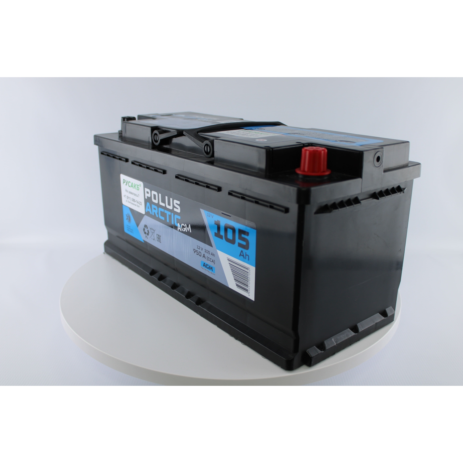 POLUS ARCTIC AGM 105, 105 Ач, обратная полярность, 393x175x190 мм, 950 Ампер — купить в Санкт-Петербурге