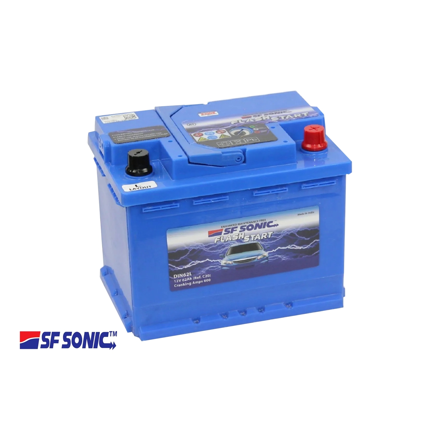 SF SONIC 62.0, 62 Ач, обратная полярность, 242x175x190 мм, 600 Ампер — купить в Санкт-Петербурге