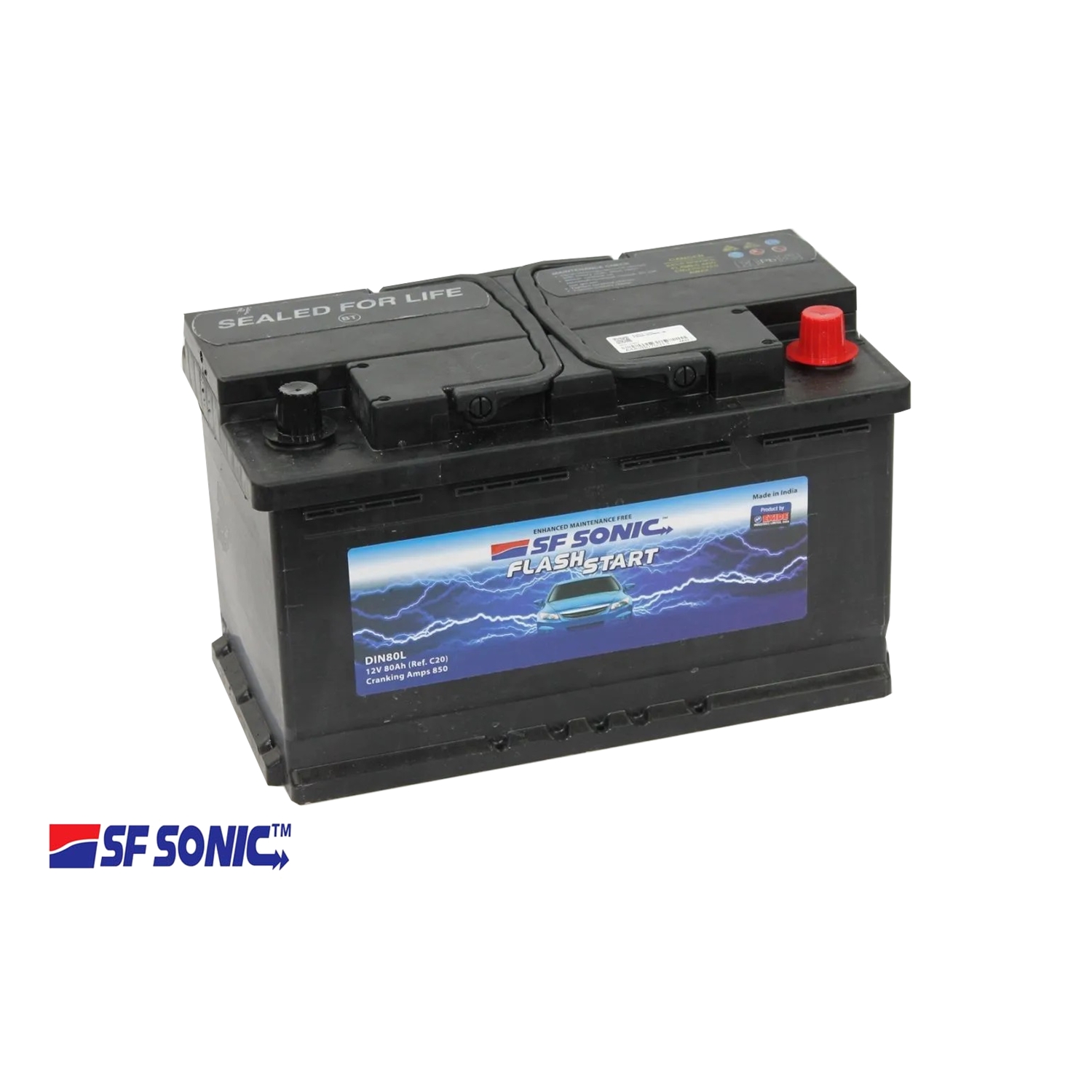 SF SONIC 80.0, 80 Ач, обратная полярность, 315x175x190 мм, 850 Ампер — купить в Санкт-Петербурге