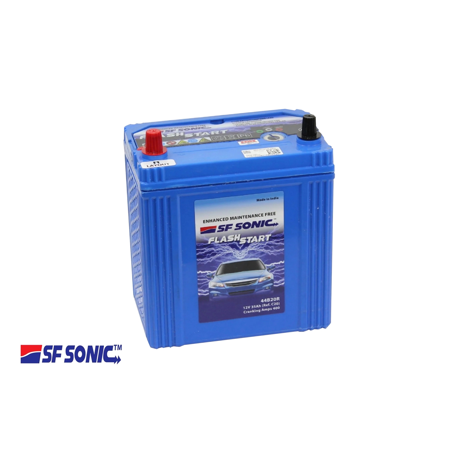 SF SONIC 35.1 (44B20R), 35 Ач, прямая полярность, 197x129x227 мм, 400 Ампер — купить в Санкт-Петербурге