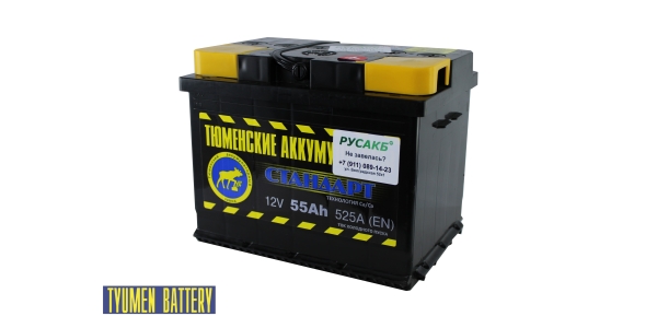 Аккумулятор Тюмень Стандарт 55 ач обр. пол.