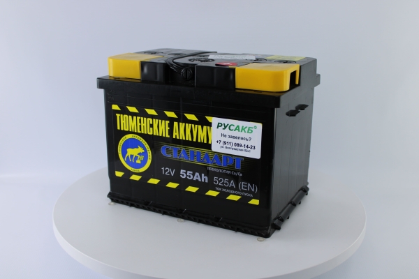 Аккумулятор Тюмень Стандарт 55 ач обр. пол.