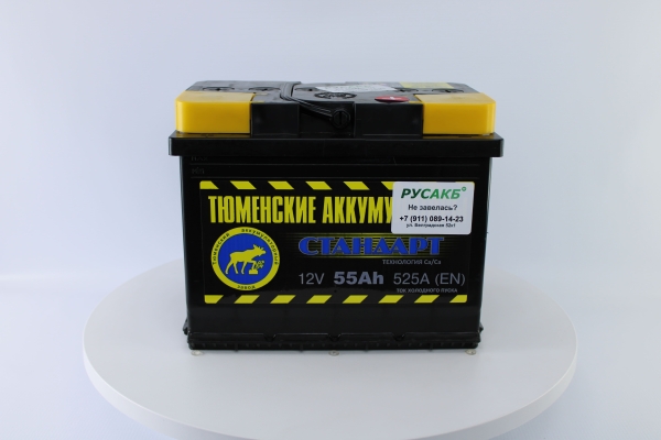 Аккумулятор Тюмень Стандарт 55 ач обр. пол.