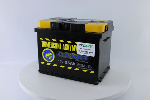 Аккумулятор Тюмень Стандарт 55 ач прям. пол.