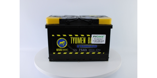 Аккумулятор Тюмень Стандарт 75 ач прям. пол.