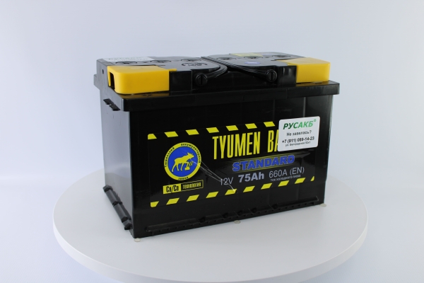 Аккумулятор Тюмень Стандарт 75 ач прям. пол.