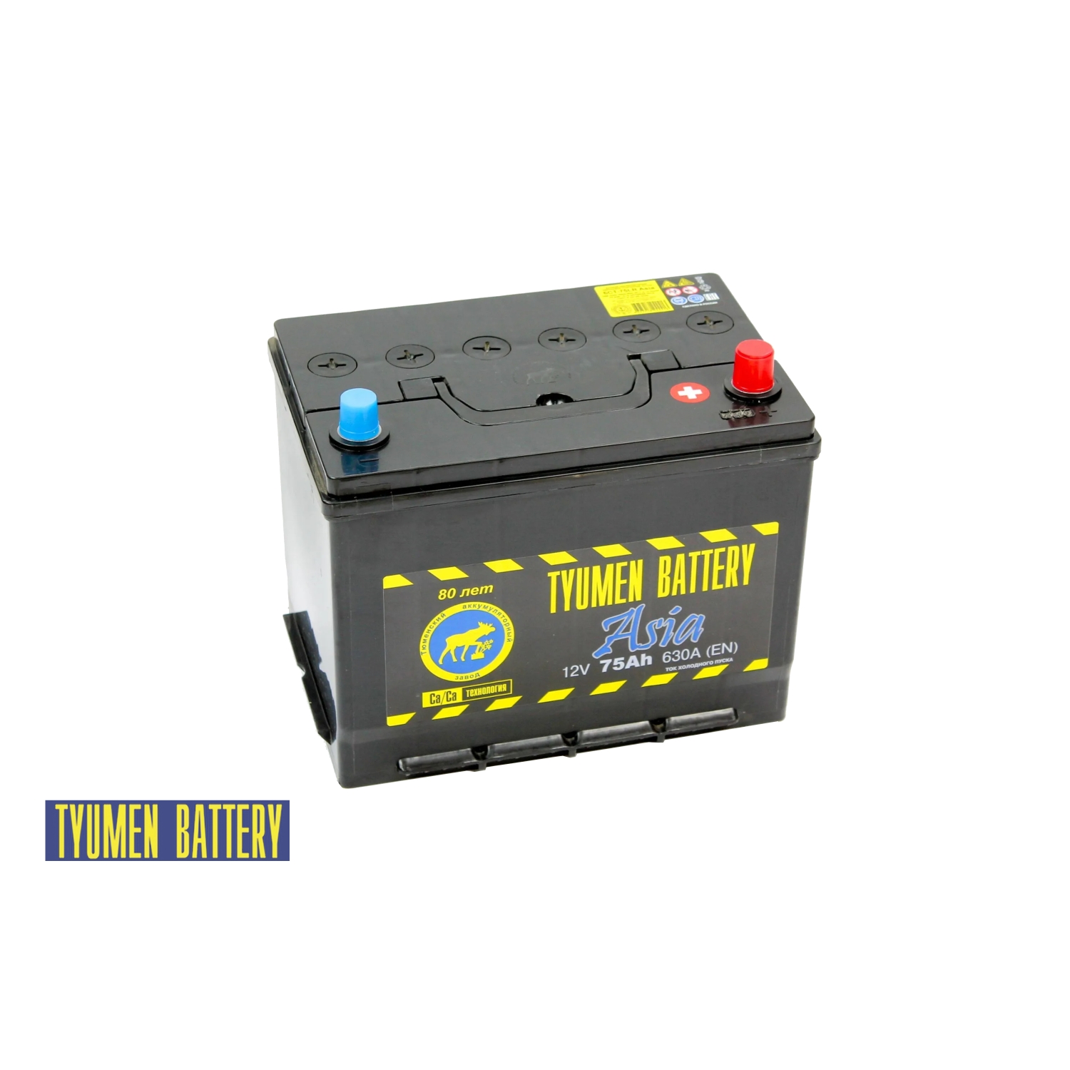 Тюмень Азия 75 ач обр. пол., 75 Ач, обратная полярность, 260x173x225 мм, 600 Ампер — купить в Санкт-Петербурге