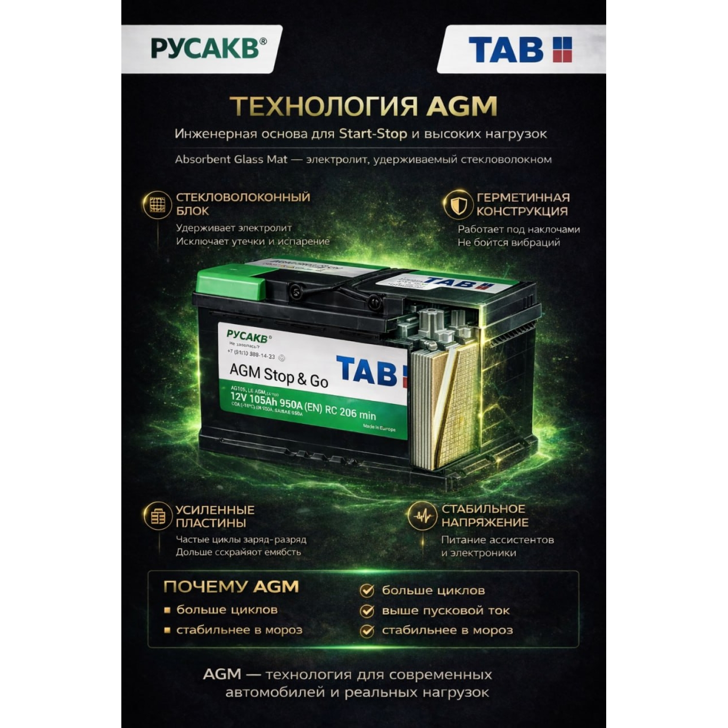 TAB Polar 60.1, 60 Ач, прямая полярность, 242x175x190 мм, 600 Ампер — купить в Санкт-Петербурге