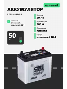 Аккумулятор Ceil 50 Ач 60B24R прям пол в Спб