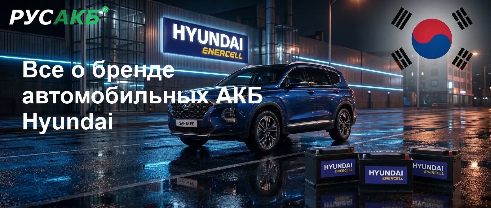 Автомобильные аккумуляторы Hyundai на стеллаже магазина РУСАКБ