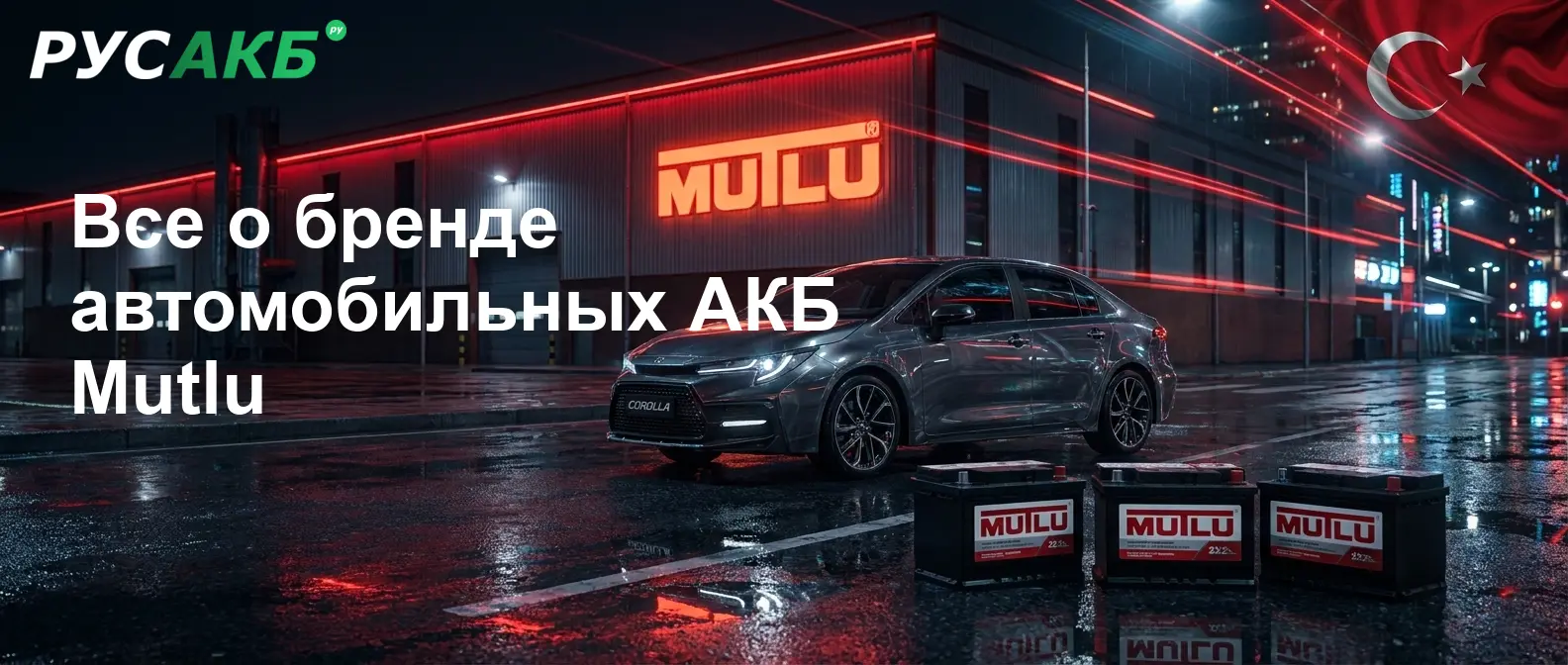 Аккумуляторы Mutlu на витрине магазина РУСАКБ в Санкт-Петербурге