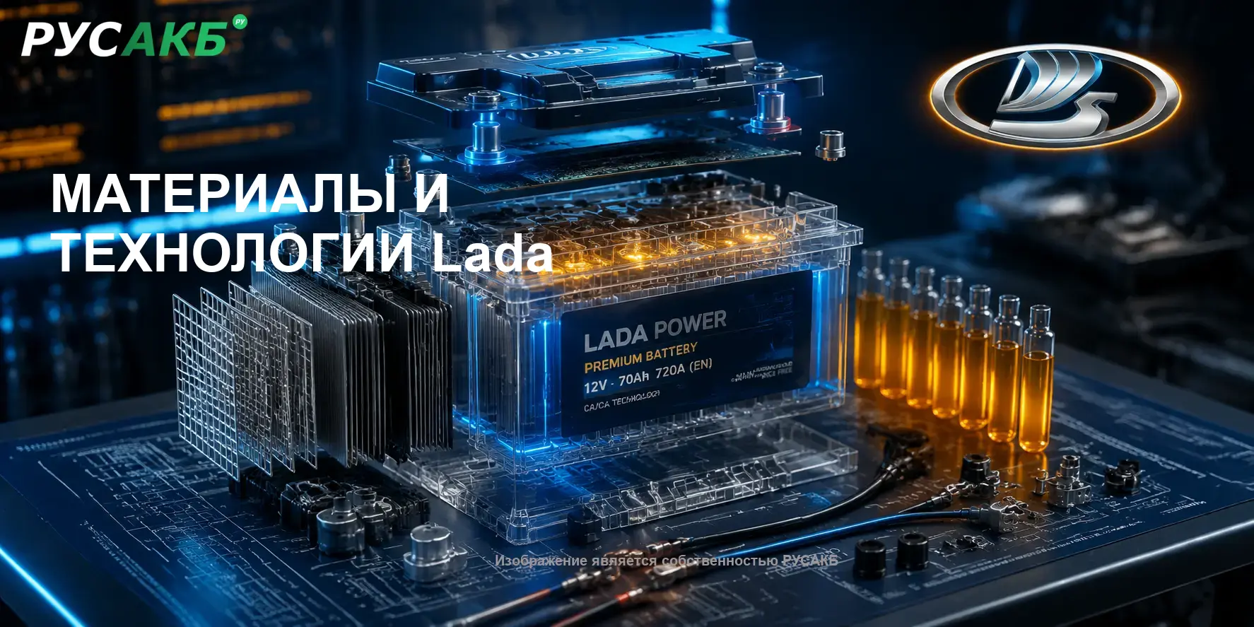 Внутреннее устройство и пластины аккумулятора Lada