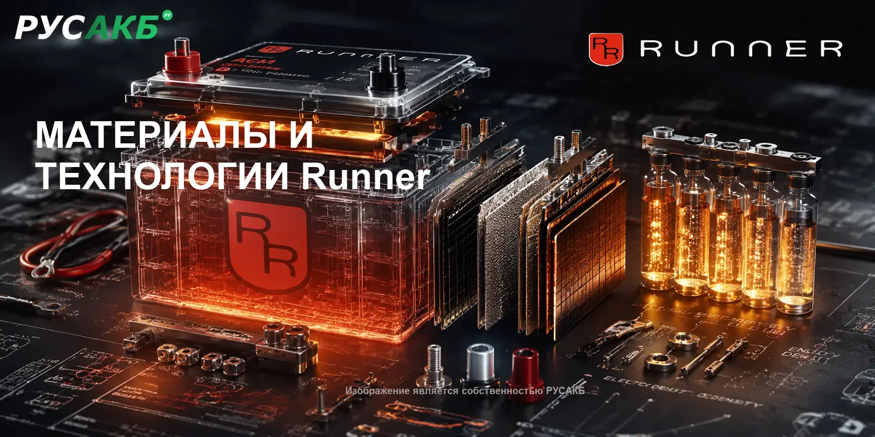 Внутреннее устройство и технология пластин аккумуляторов Runner