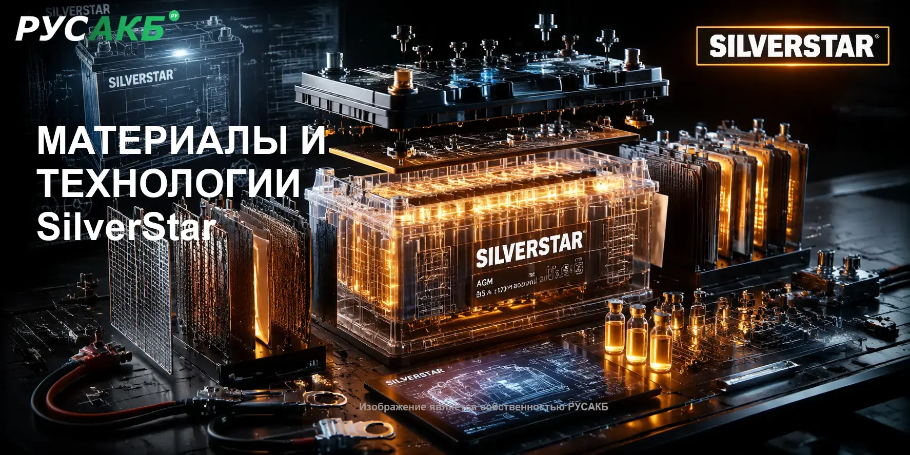 Внутренняя конструкция пластин и сепараторов аккумулятора SilverStar