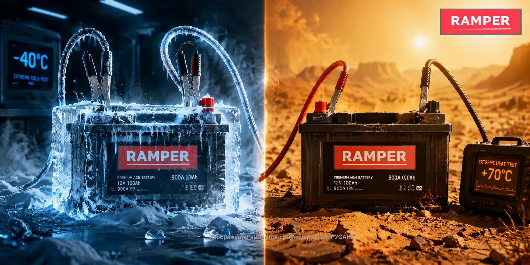 Тестирование пускового тока аккумулятора Ramper нагрузочной вилкой при низких температурах